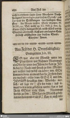 Am Fest der H. Dreyfaltigkeit, Evangelium Joh. III