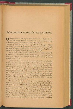 Don Pedro Echagüe en La Rioja