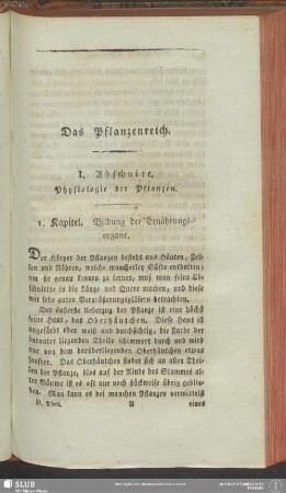 I. Abschnitt. Physiologie der Pflanzen