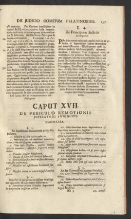 Caput XVII. De Periculo Remotionis Imperaiori Imminente.