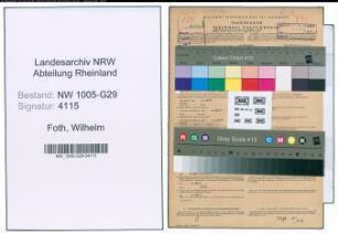Entnazifizierung Wilhelm Foth , geb. 28.07.1895 (Bahninspektor)