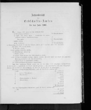 Jahresbericht des Erbschafts-Amtes für das Jahr 1901.