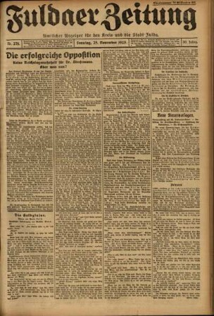 Ausgabe vom Sonntag, den 25. November 1923.