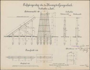 Fußgängersteg über die Kinzig bei Gengenbach; Eisbrecher und Joch
