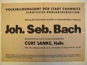 Maueranschlag mit Ankündigung eines Bach-Konzerts in Chemnitz