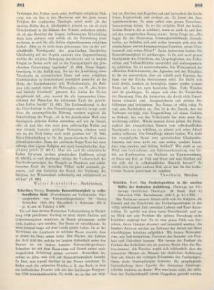 281-282 [Rezension] Schreiber, Georg, Deutsche Bauernfrömmigkeit in volkskundlicher Sicht