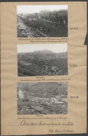 Beschießung der Batterie von Premesques am 18.10.1915. Hof der Batterie nach Beschießung im Winter 1915