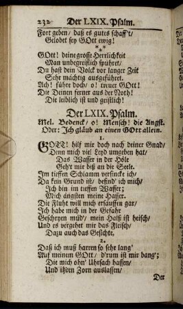 Der LXIX. Psalm. - Der LXXVII. Psalm.