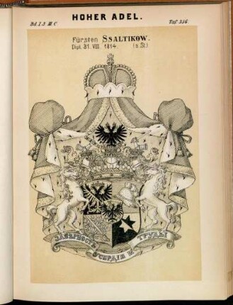 Taf. 356. Fürsten Ssaltikow. Dipl. 31. VIII. 1814. (s. St.)