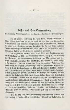 Obst- und Gemüseverwertung
