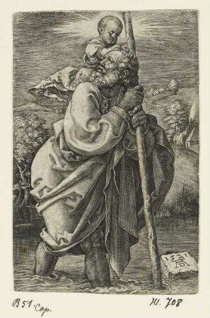 Heiliger Christophorus mit zurückgewandtem Kopfe
