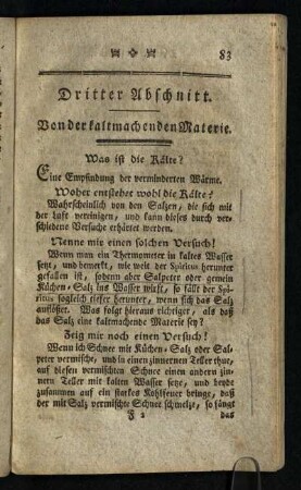 Dritter Abschnitt: Von der kaltmachenden Materie