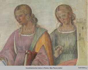 Thronende Madonna mit Kind und Heiligen