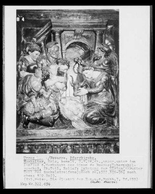 Hochaltar, Tabernakelgeschoss, linke Seite, Detail: Anbetung der Hirten