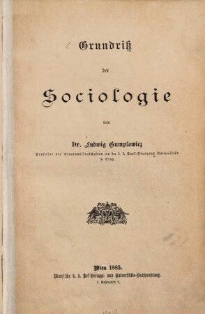 Grundriss der Sociologie
