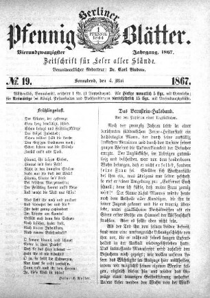 No. 19, Sonnabend, den 4. Mai