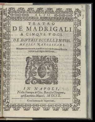 Teatro de madrigali a cinque voci. Alto