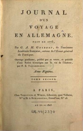 Journal d'un voyage en Allemagne, fait en 1773. 2