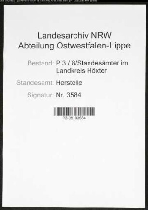 Sterberegister Standesamt Herstelle