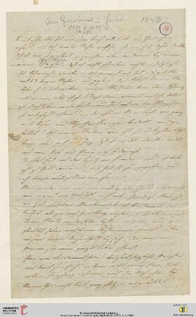 Nachlass Georg Gottfried Gervinus. Korrespondenz Carl und Sophie Oesterley/Georg Gottfried und Viktoria Gervinus: Brief von Carl Oesterley und Sophie Oesterley an Georg Gottfried Gervinus und Viktoria Gervinus