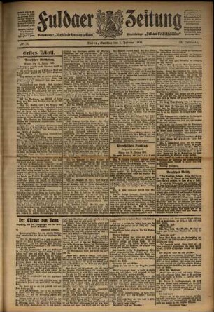 Erste Ausgabe vom Samstag, den 01. Februar 1908.