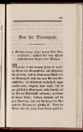 Von der Bienenzucht.
