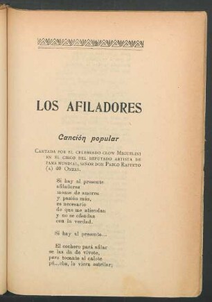 Los afiladores : Canción popular