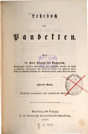 Lehrbuch der Pandekten, 2