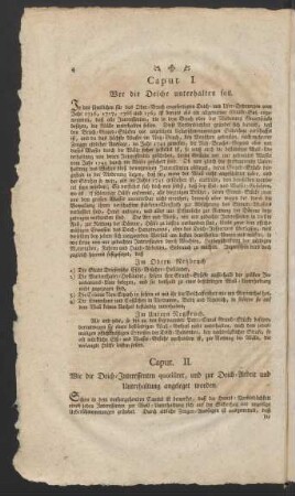 Caput II. Wie die Deich-Interessenten quotisiret, und zur Deich-Arbeit und Unterhaltung angeleget worden