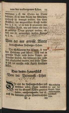 Das dritte Hauptstück Von der Vernunfft-Lehre