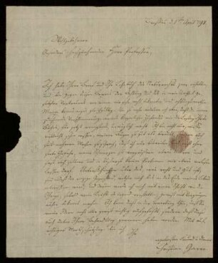 Brief von Christian Garve an Gustav Hugo, Breslau, 1.4.1798