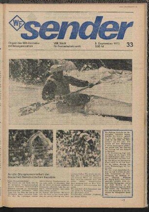 Betriebszeitung 'WF-Sender', Nr.33/1972 (8. September 1972)