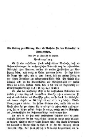 Ein Beitrag zur Klärung über die Methode für den Unterricht im Französischen