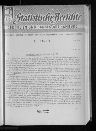 Die Umsätze des Hamburger Einzelhandels im März 1958 : Lfd. Nr. 5
