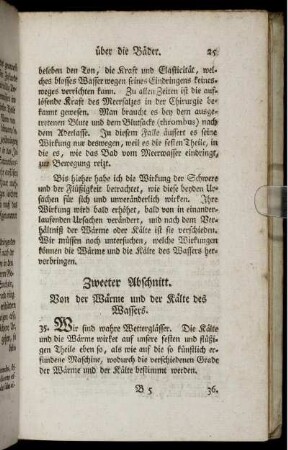 Zweeter Abschnitt. Von der Wärme und der Kälte des Wassers.