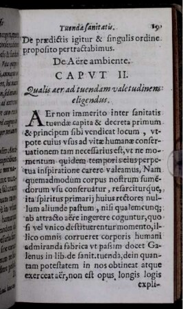 De Aere ambiente. Caput II. Qualis aer ad tuendam valetudinem eligendus