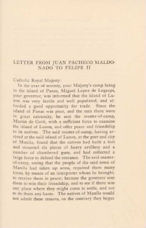 Letter from Juan Pacheco Maldonado to Felipe II