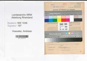 Entnazifizierung Andreas Hoeveler , geb. 02.02.1907 (Kaufmaennischer Angestellter)