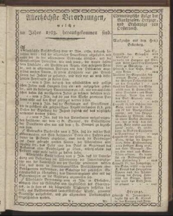 Allerhöchste Verordnungen, welche im Jahre 1783. herausgekommen sind