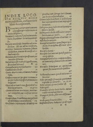 Index locorum aliquot magis memorabilium