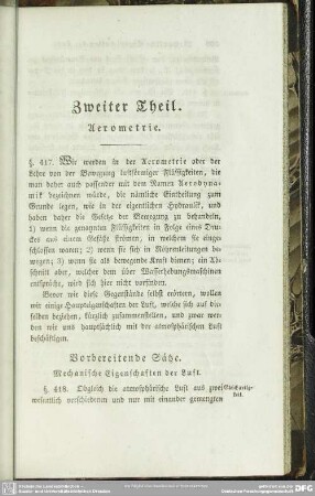 Zweiter Theil. Aerometrie