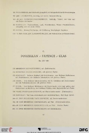 Porzellan, Fayence, Glas (Nr.173-389)