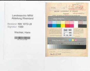 Entnazifizierung Hans Wachtel , geb. 02.01.1898 (Zollbeamter)