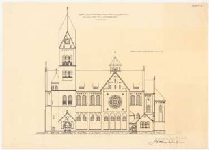 Dekanatskirche, Clerf (Clervaux): Seitenansicht von Süden 1:100