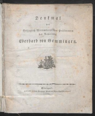 Denkmal des Herzoglich Wirtembergischen Präsidenten der Regierung Eberhard von Gemmingen