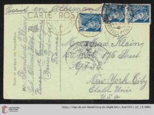 Korrespondenz von Alice und Ludwig Klein: Brief von Bernhard Klein an Max Klein