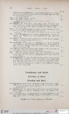 Fechtkunst und Duell (Nr. 7310 - 7407)