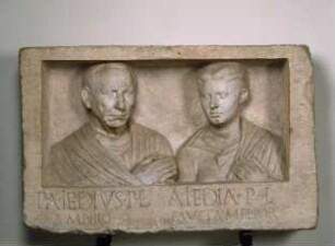 Römisches Grabrelief des Freigelassnenen Publius Aiedius Amphio und seiner Frau Aiedia Fausta Melior