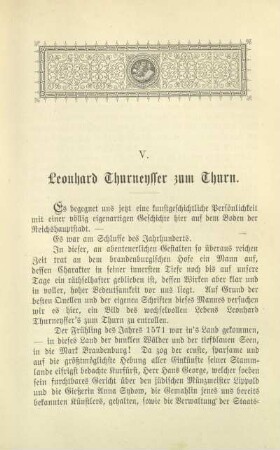 V. Leonhard Thurneysser zum Thurn