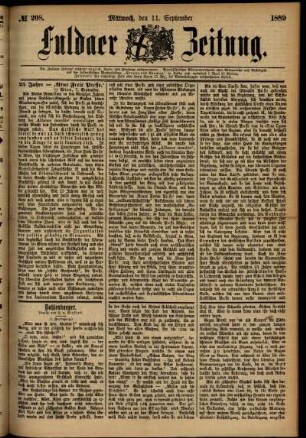 Ausgabe vom Mittwoch, den 11. September 1889.